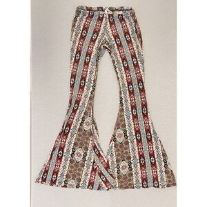 Boho Aztec Flare Pants Festival Bell Bottoms Tribal Print Stretch medium